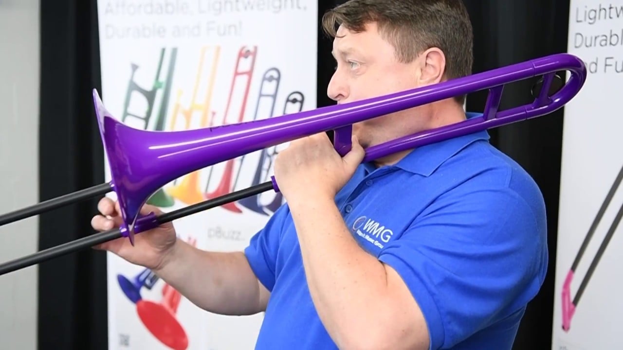 Load video: Compare the difference between brass and plastic instruments made by pBone Music.